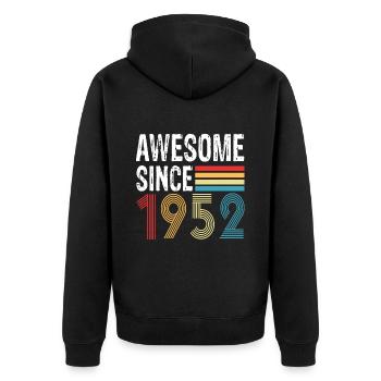 Génial depuis 1952 Anniversaire 1952 Millésime 1952 - Veste à capuche bio Premium Unisexe - noir - Dos - Nico (187cm)