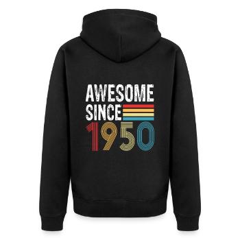 Génial depuis 1950 Anniversaire 1950 Millésime 1950 - Veste à capuche bio Premium Unisexe - noir - Dos - Nico (187cm)
