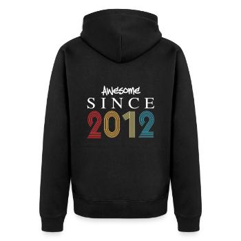 Awesome Since 2012 Birthday 2012 Vintage 2012 - Unisex Premium Organic Zip Hoodie - black - Back - Nico (187cm)