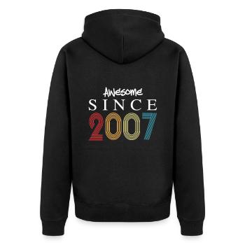 Awesome Since 2007 Birthday 2007 Vintage 2007 - Unisex Premium Organic Zip Hoodie - black - Back - Nico (187cm)