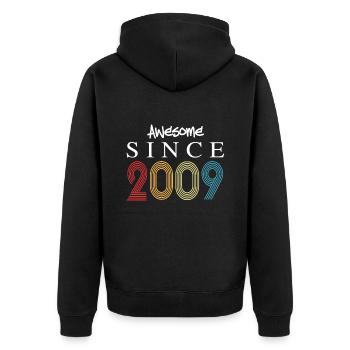 Awesome Since 2009 Birthday 2009 Vintage 2009 - Unisex Premium Organic Zip Hoodie - black - Back - Nico (187cm)