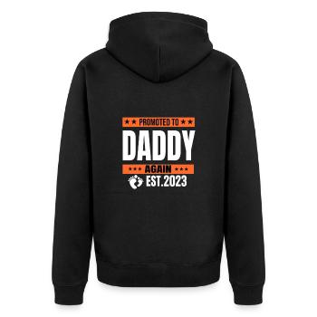 Promu à nouveau papa 2023 | papa en devenir - Veste à capuche bio Premium Unisexe - noir - Dos - Nico (187cm)
