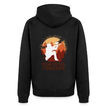 Paintball, Paintballspieler - Unisex Premium Bio Zip Hoodie - Schwarz - Hinten - Nico (187cm)