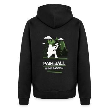 Paintball Passion - Unisex Premium Organic Zip Hoodie - black - Back - Nico (187cm)