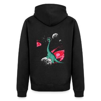 Brachiousaurus Dinosaur Paleontologist Astronaut - Unisex Premium Organic Zip Hoodie - black - Back - Nico (187cm)