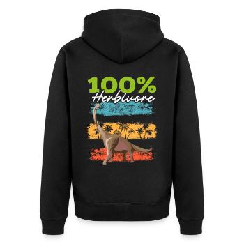 100% Herbivore Brachiousaurus Dinosaur Dino - Unisex Premium Organic Zip Hoodie - black - Back - Nico (187cm)