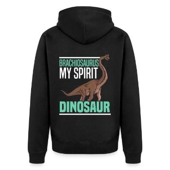Brachiousaurus Mein Geist Dinosaurier Liebhaber Dino - Unisex Premium Bio Zip Hoodie - Schwarz - Hinten - Nico (187cm)