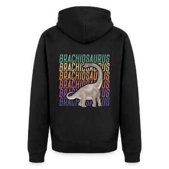 Brachiousaurus Dinosaur Future Paleontologist Dino - Unisex Premium Organic Zip Hoodie - black - Back - Nico (187cm)