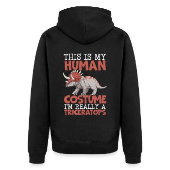 Das ist mein menschliches Kostüm Ich bin wirklich ein Triceratops - Unisex Premium Bio Zip Hoodie - Schwarz - Hinten - Nico (187cm)