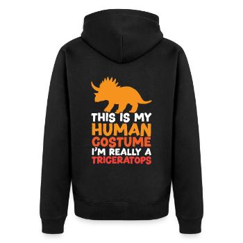 Das ist mein menschliches Kostüm Ich bin wirklich ein Triceratops - Unisex Premium Bio Zip Hoodie - Schwarz - Hinten - Nico (187cm)