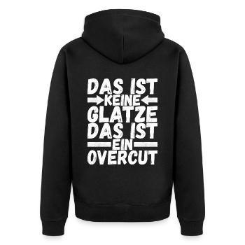 Glatze Glatzkopf - Unisex Premium Bio Zip Hoodie - Schwarz - Hinten - Nico (187cm)