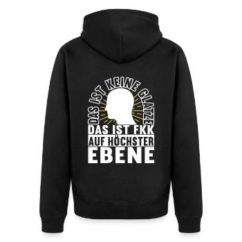 Glatze Glatzkopf - Unisex Premium Bio Zip Hoodie - Schwarz - Hinten - Nico (187cm)