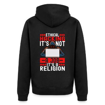 Programmer Cyber Security - Unisex Premium Organic Zip Hoodie - black - Back - Nico (187cm)