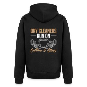 Chemische Reiniger laufen auf Koffein und Stress Job - Unisex Premium Bio Zip Hoodie - Schwarz - Hinten - Nico (187cm)