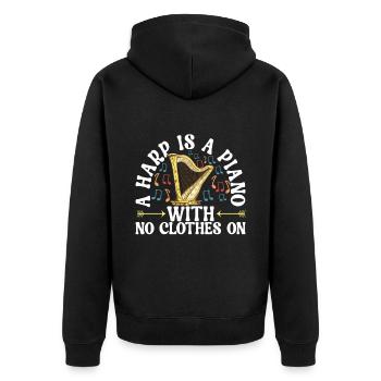 Harp Harp Player - Unisex Premium Organic Zip Hoodie - black - Back - Nico (187cm)