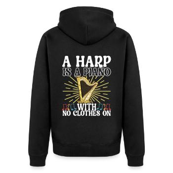 Harp Harp Player - Unisex Premium Organic Zip Hoodie - black - Back - Nico (187cm)