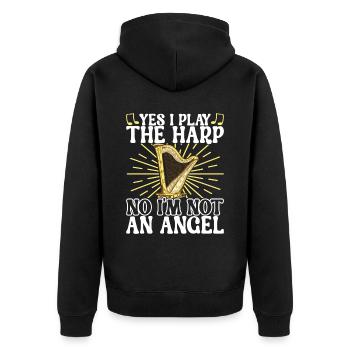 Harp Harp Player - Unisex Premium Organic Zip Hoodie - black - Back - Nico (187cm)
