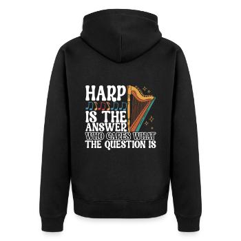 Harp Harp Player - Unisex Premium Organic Zip Hoodie - black - Back - Nico (187cm)