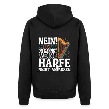 Harfe Harfenspieler - Unisex Premium Bio Zip Hoodie - Schwarz - Hinten - Nico (187cm)