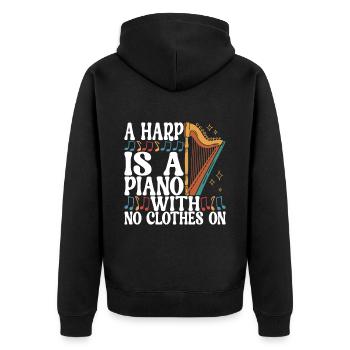 Harp Harp Player - Unisex Premium Organic Zip Hoodie - black - Back - Nico (187cm)
