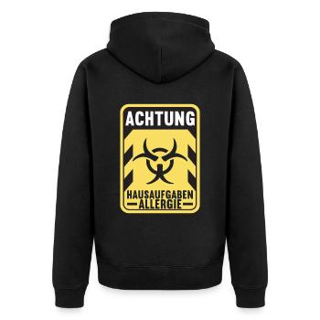 Hausaufgaben Schüler - Unisex Premium Bio Zip Hoodie - Schwarz - Hinten - Nico (187cm)
