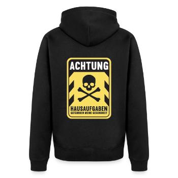 Hausaufgaben Schüler - Unisex Premium Bio Zip Hoodie - Schwarz - Hinten - Nico (187cm)