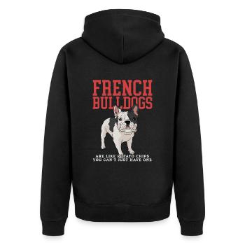 French Bulldog | French Bulldog Gift - Unisex Premium Organic Zip Hoodie - black - Back - Nico (187cm)