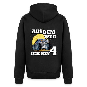 Aus Dem Weg Ich Bin 4 Truck-themed 4th Birthday - Unisex Premium Bio Zip Hoodie - Schwarz - Hinten - Nico (187cm)