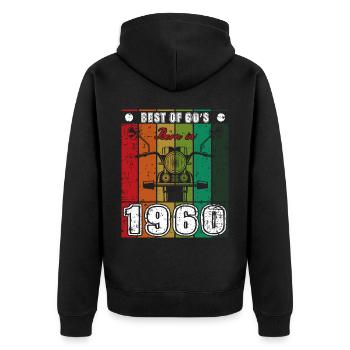 Best Of 60's Born 1960 Classic Motorcycle - Unisex Premium Organic Zip Hoodie - black - Back - Nico (187cm)