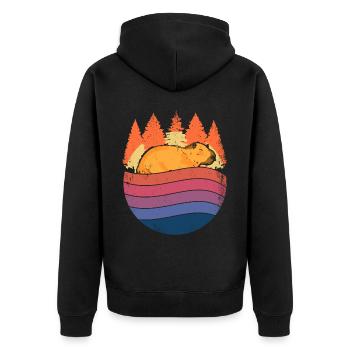 Retro Capybara With Sunglasses Vintage Capibara - Unisex Premium Organic Zip Hoodie - black - Back - Nico (187cm)