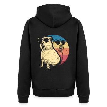 Retro Capybara avec lunettes de soleil Vintage Capibara - Veste à capuche bio Premium Unisexe - noir - Dos - Nico (187cm)