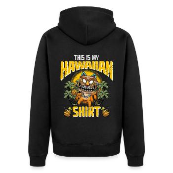 Dies Ist Mein Hawaii-hemd Katze Trägt Tiki-maske - Unisex Premium Bio Zip Hoodie - Schwarz - Hinten - Nico (187cm)