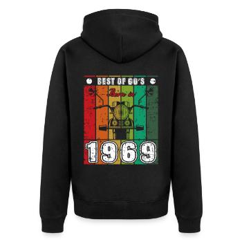 Best Of 60's Born 1969 Classic Motorcycle - Unisex Premium Organic Zip Hoodie - black - Back - Nico (187cm)