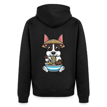 Rat Terrier Essen Ramen Nudeln Japanisches Essen - Unisex Premium Bio Zip Hoodie - Schwarz - Hinten - Nico (187cm)