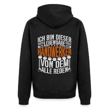 Legende Handwerker Holzbearbeiter Schreiner - Unisex Premium Bio Zip Hoodie - Schwarz - Hinten - Nico (187cm)