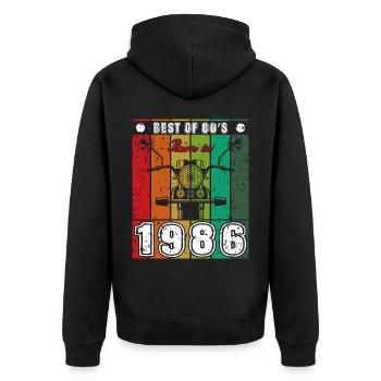 Best Of 80's Born 1986 Classic Motorcycle - Unisex Premium Organic Zip Hoodie - black - Back - Nico (187cm)