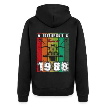 Best Of 80's Born 1988 Classic Motorcycle - Unisex Premium Organic Zip Hoodie - black - Back - Nico (187cm)