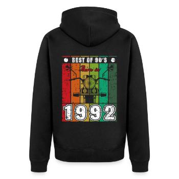 Best Of 90's Born 1992 Classic Motorcycle - Unisex Premium Organic Zip Hoodie - black - Back - Nico (187cm)