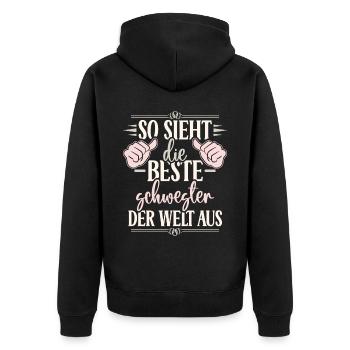 Beste Schwester Der Welt Aus Lustig Schwesterchen - Unisex Premium Bio Zip Hoodie - Schwarz - Hinten - Nico (187cm)