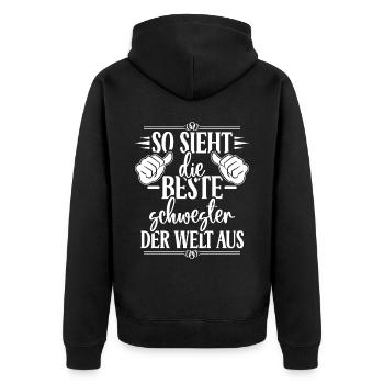 Beste Schwester Der Welt Aus Lustig Schwesterchen - Unisex Premium Bio Zip Hoodie - Schwarz - Hinten - Nico (187cm)