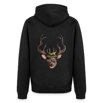 Hunter Motif Deer Red Deer Antlers Treibjagt Fan - Veste à capuche bio Premium Unisexe - noir - Dos - Nico (187cm)
