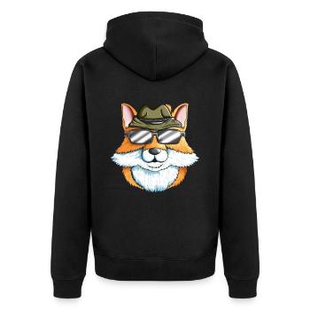 Fox Hunter Motif Treibjagt Füchse mit Jägerhut - Veste à capuche bio Premium Unisexe - noir - Dos - Nico (187cm)
