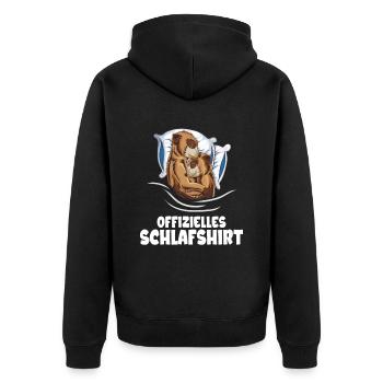 Erdmännchen Schlafshirt Schlafoutfit Nachthemd - Unisex Premium Bio Zip Hoodie - Schwarz - Hinten - Nico (187cm)