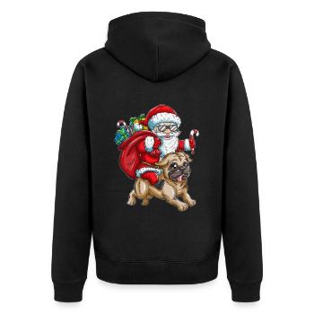 Pug Santa Claus with gifts Christmas - Unisex Premium Organic Zip Hoodie - black - Back - Nico (187cm)
