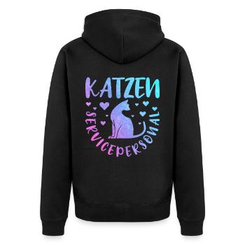 Katzen Servicepersonal Katzenbesitzer - Unisex Premium Bio Zip Hoodie - Schwarz - Hinten - Nico (187cm)