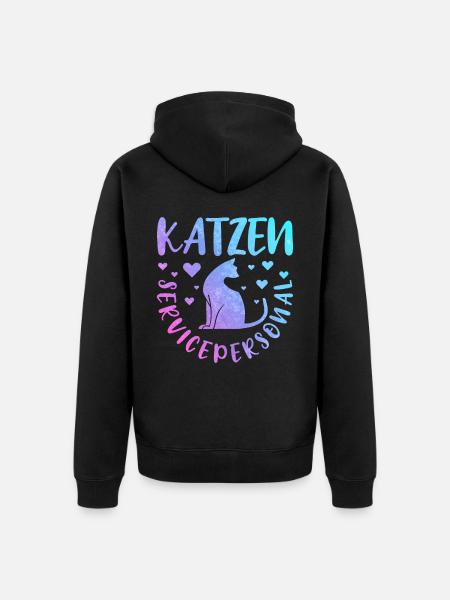 Katzen Servicepersonal Katzenbesitzer - Unisex Premium Bio Zip Hoodie - Schwarz