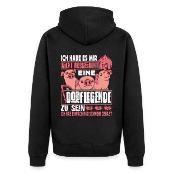 Dorflegende Dorf Männer Frauen - Unisex Premium Bio Zip Hoodie - Schwarz - Hinten - Nico (187cm)