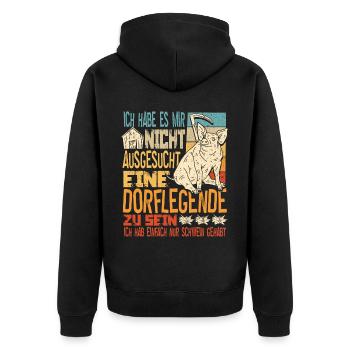 Dorflegende Dorf Männer Frauen - Unisex Premium Bio Zip Hoodie - Schwarz - Hinten - Nico (187cm)