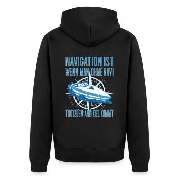 Motorboot Kapitän Boot Seefahrer Sportboot Käpten - Unisex Premium Bio Zip Hoodie - Schwarz - Hinten - Nico (187cm)