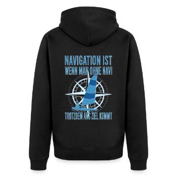 Jolle Jollen Jollensegeln Segler Segeln Kapitän - Unisex Premium Bio Zip Hoodie - Schwarz - Hinten - Nico (187cm)